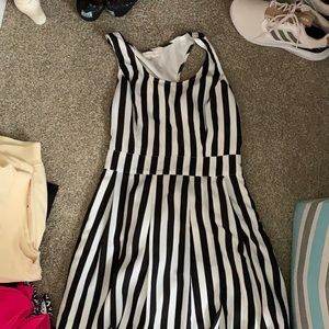 Black and white striped open back dress
